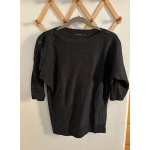 The Limited Sweater Women's Medium Dark Gray 3/4 Sleeves Shoulder Buttons Knit